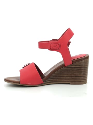 Kickers Leder-Keilsandalen "Rouge" in Rot/Braun