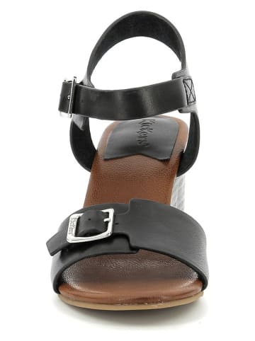 Kickers Leder-Keilsandalen "Rouge" in Schwarz/Hellbraun