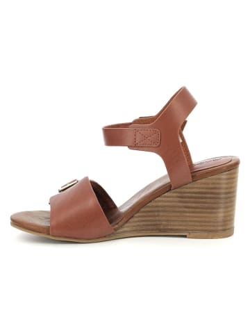 Kickers Leder-Keilsandalen "Rouge" in Hellbraun