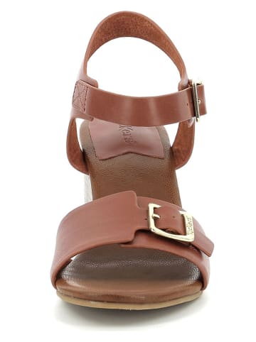 Kickers Leder-Keilsandalen "Rouge" in Hellbraun