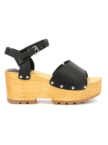 Kickers Leder-Sandaletten " Marron Brique" in Schwarz