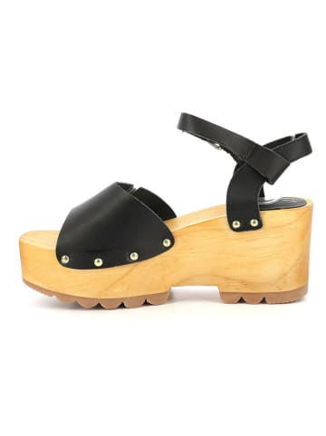 Kickers Leder-Sandaletten " Marron Brique" in Schwarz