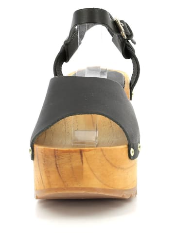 Kickers Leder-Sandaletten " Marron Brique" in Schwarz