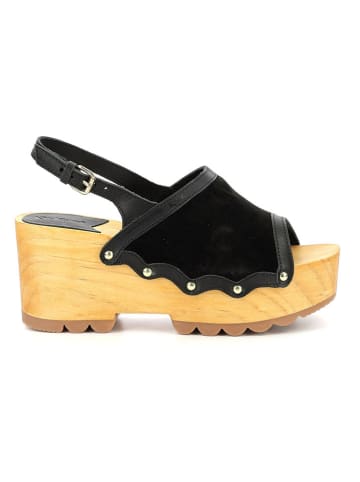 Kickers Leder-Sandaletten "Kick Wedge Wood" in Schwarz