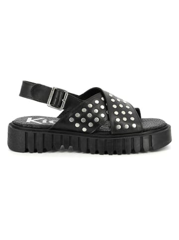Kickers Leder-Sandalen "Kick Fact" in Schwarz