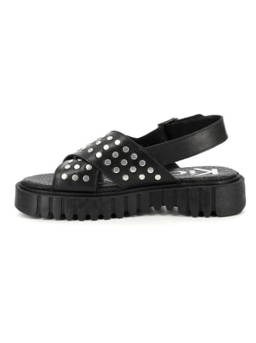 Kickers Leder-Sandalen "Kick Fact" in Schwarz