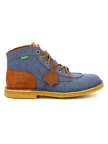 Kickers Leder-Schnürrschuhe "Kick Legend" in Blau/Hellbraun