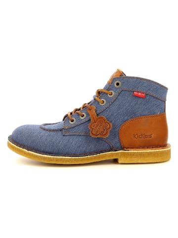 Kickers Leder-Schnürrschuhe "Kick Legend" in Blau/Hellbraun