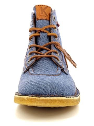 Kickers Leder-Schnürrschuhe "Kick Legend" in Blau/Hellbraun