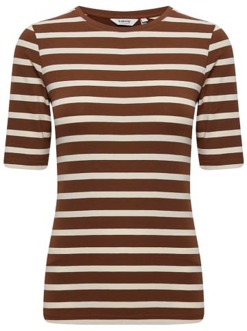 b.young Shirt lichtbruin/wit