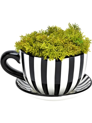 G. Wurm Blumentopf "Tasse" in Schwarz/ Weiß - (B)20 x (H)12 cm