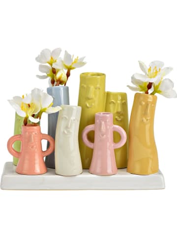 G. Wurm Vase "Gesichter" in Bunt - (B)18 x (H)12 x (T)8 cm