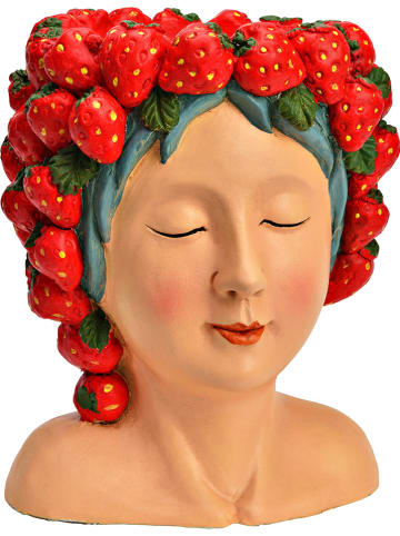 G. Wurm Blumentopf "Frauenkopf mit Erdbeeren" in Rot - (B)22 x (H)28 cm