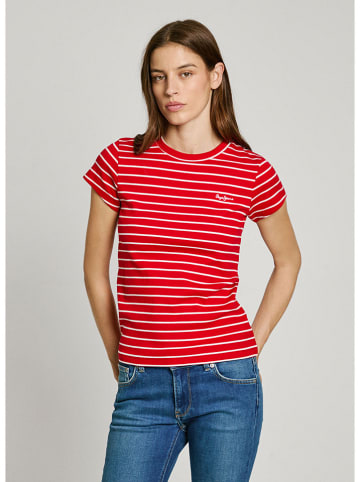 Pepe Jeans Shirt "Meribel" in Rot/ Weiß