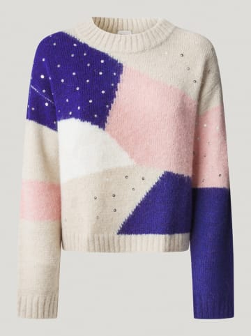 Pepe Jeans Sweter "Nora" w kolorze beżowo-niebiesko-jasnoróżowym