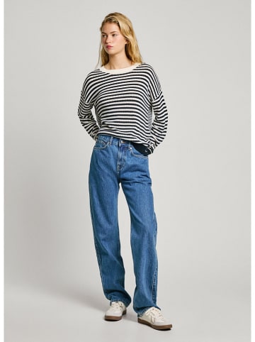 Pepe Jeans Pullover "Poppy" in Dunkelblau/ Weiß