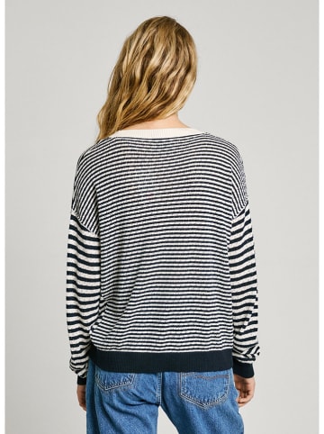 Pepe Jeans Pullover "Poppy" in Dunkelblau/ Weiß