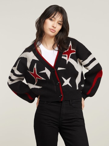 G-Star Cardigan "Holiday" in Schwarz/ Rot/ Weiß