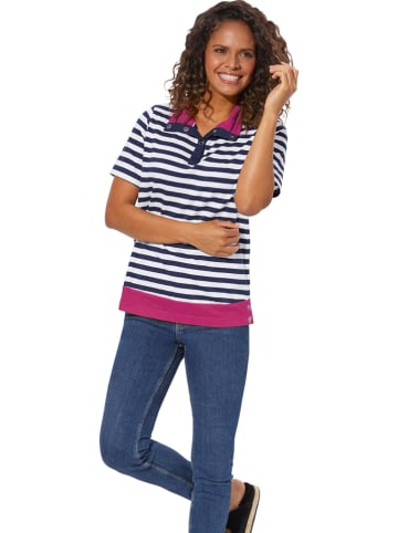 WITT WEIDEN Poloshirt donkerblauw/wit/roze