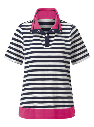 WITT WEIDEN Poloshirt in Dunkelblau/ Weiß/ Pink