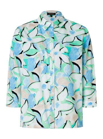 More & More Blouse groen/lichtblauw/wit
