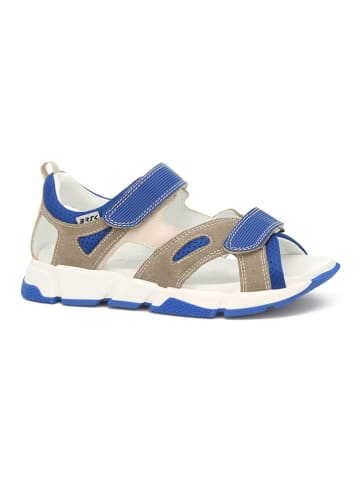 Bartek Leder-Sandalen in Beige/ Blau