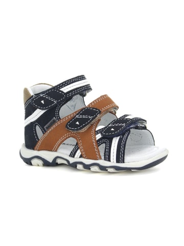 Bartek Leren enkelsandalen donkerblauw/lichtbruin