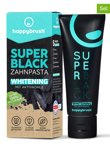 Happy Brush Pasty do zębów (3 szt.) "SuperBlack" - 3 x 75 ml