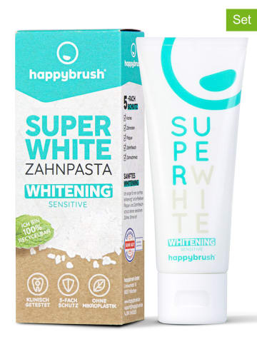 Happy Brush Pasty do zębów (2 szt.) "SuperWhite & Protect" - 2 x 75 ml