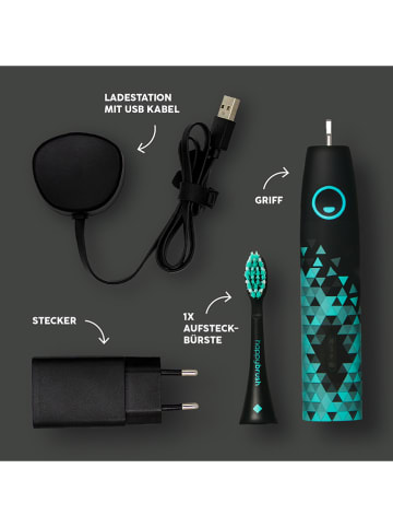 Happy Brush Szczoteczka soniczna "Eco Vibe3" w kolorze czarno-miętowym