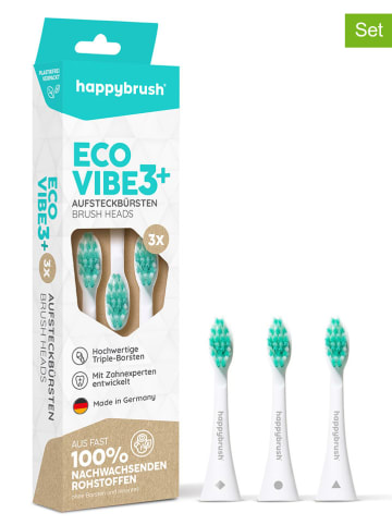 Happy Brush 3er-Set: Aufsteckbürsten "Eco Vibe3+"