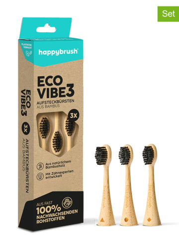 Happy Brush 3er-Set: Aufsteckbürsten "Eco Vibe3 Bambus"