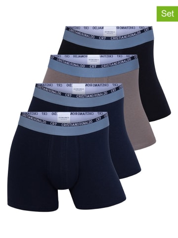 CR7 4er-Set: Boxershorts in Dunkelblau/ Schwarz/ Hellbraun