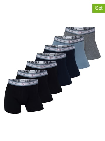 CR7 7er-Set: Boxershorts in Dunkelblau/ Hellblau/ Grau