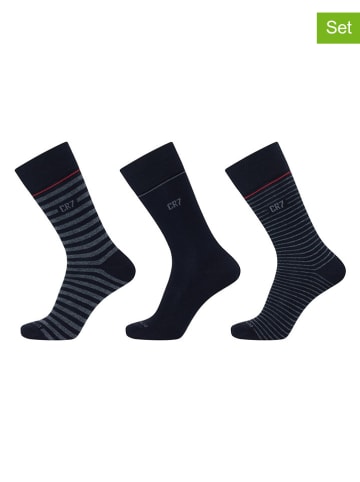 CR7 3er-Set: Socken in Dunkelblau/ Grau