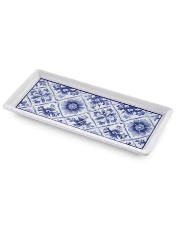 Hermia Servierplatte in Weiß/ Blau - (L)35 x (B)16 cm