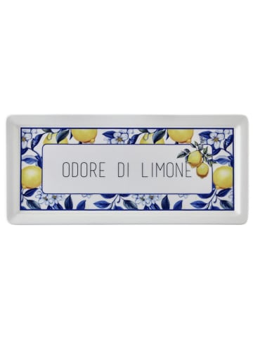 Hermia Serveerplateau wit/blauw/geel - (L)35 x (B)16 cm