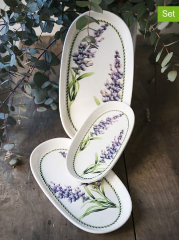 Hermia 2er-Set: Servierplatten in Weiß/ Lila/ Grün - (L)29 x (B)17 cm