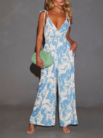 Milan Kiss Jumpsuit in Hellblau/ Weiß