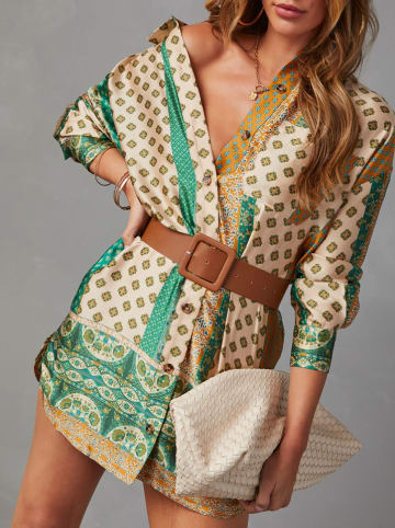 Milan Kiss Jurk beige/groen