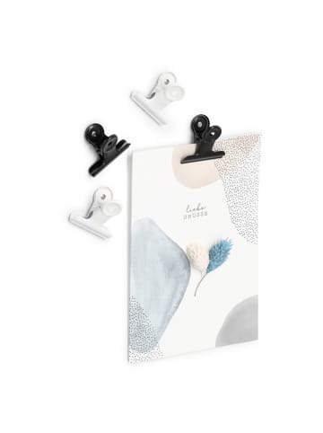 Zeller 4er-Set: Magnet-Clips in Schwarz/ Weiß - (B)4 x (H)3,5 x (T)2 cm