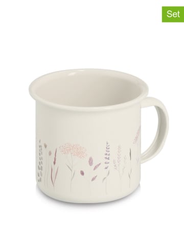 Zeller 2-delige set: koppen "Flowers" crème - 320 ml