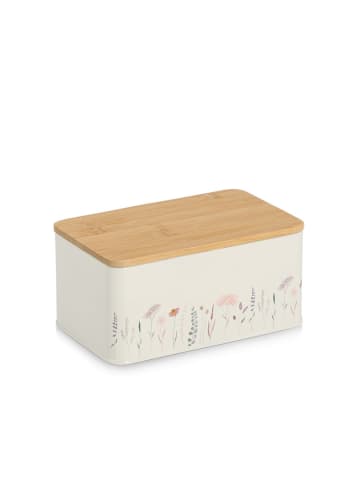 Zeller Voorraadpot "Flowers" crème - (B)20 x (H)9,5 x (D)12,5 cm