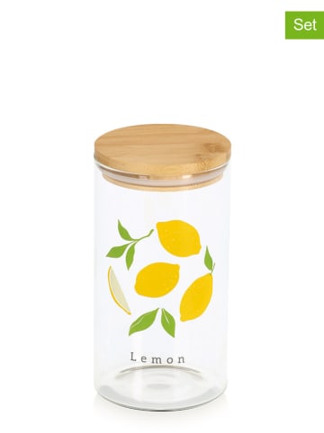 Zeller 2er-Set: Vorratsgläser "Lemon" in Gelb/ Grün - (H)17 x Ø 9 cm