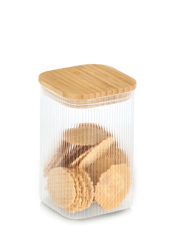 Zeller 2-delige set: voorraadglazen transparant/lichtbruin - (H)15,5 x Ø 10 cm
