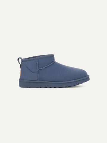 UGG Leder-Ankle-Boots "Classic Ultra Mini" in Blau