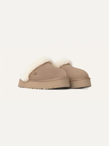 UGG Leder-Hausschuhe "Disquette" in Beige