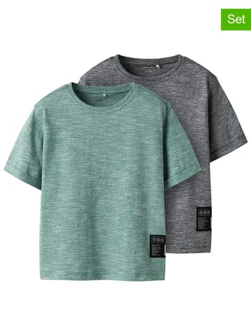 name it 2-delige set: shirts "Fredery" groen/grijs