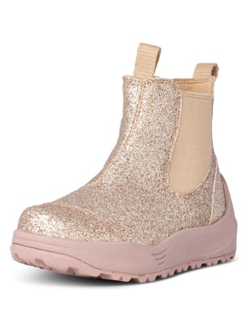 WODEN Chelseaboots "Silja Glitter" beige/goudkleurig