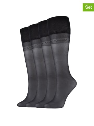 camano 4er-Set: Kniestrümpfe in Schwarz - 20 DEN